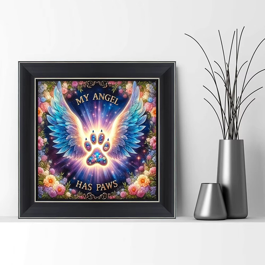 EverShine Diamantmalerei Pfotenflügel und Blumen DIY-Mosaik-Stickerei für Erwachsene in Multicolour, B/B/B: 20 x 20 x 20 cm - Bild 3