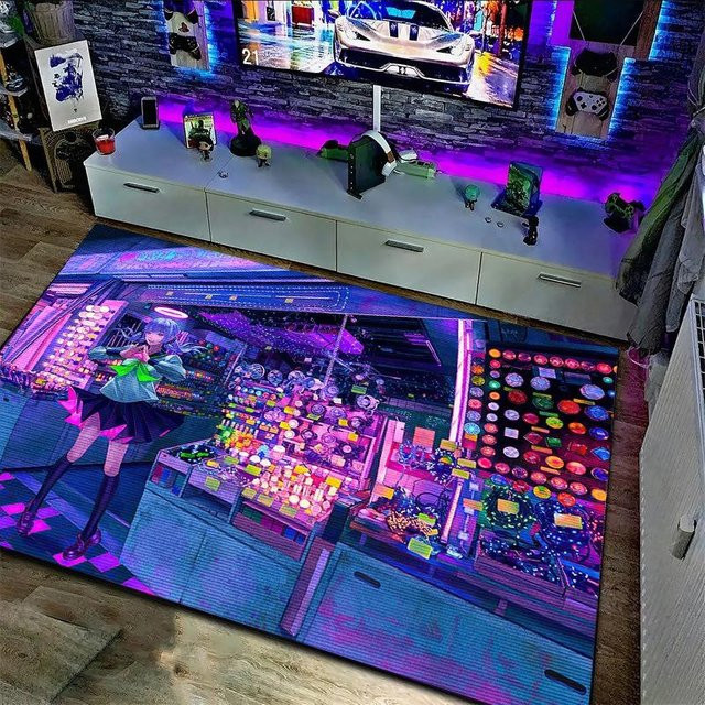 Karpetti Cartoon Druck Teppich für Esports und Schlafzimmer, Mehrfarbig, B/T: 60 x 40 cm - Bild 1