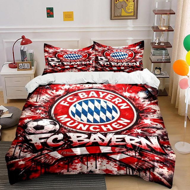 FC Bayern Bettwäsche Set in Rot mit Bettbezug und Kissenbezügen, B/T: 200 x 200 cm - Bild 1