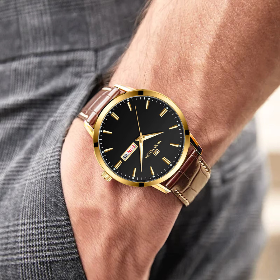 VA VA VOOM Armbanduhr, Quarz, Leder, Braun, 39 mm, Herren - Bild 4