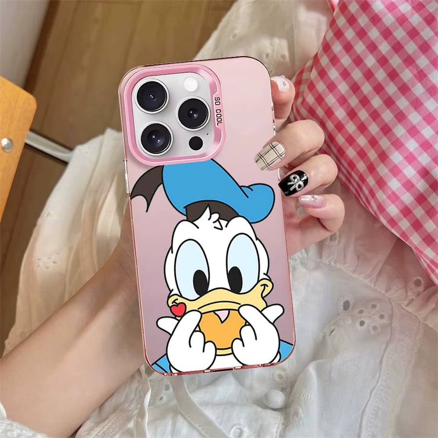 Mesuca D-Donald Duck Cartoon Handyhülle für iPhone 11 bis iPhone 17 Pro Max, Galvanisch Versilbert, Stoßfeste Schutzhülle, Silber/Mehrfarbig - Bild 3