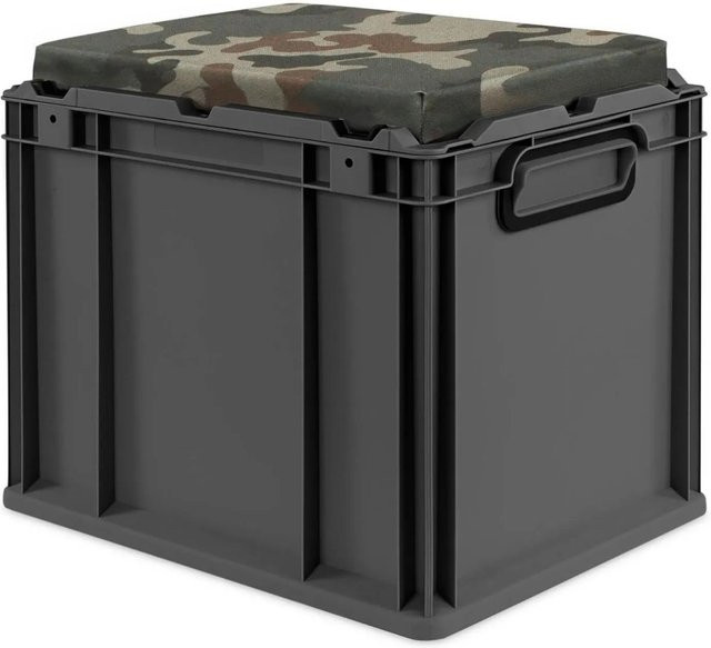 PROREGAL Eurobox Nextgen Seat Box Camouflage Sitzbox in Schwarz und Grün, H x B x T: 36,5 x 30 x 40 cm - Bild 1