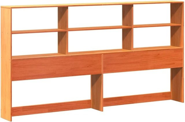 vidaXL Kopfteil aus Massivholz Kiefer mit Stauraum in Wachsbraun, Breite: 186 cm, Höhe: 110 cm, Tiefe: 23 cm - Bild 1