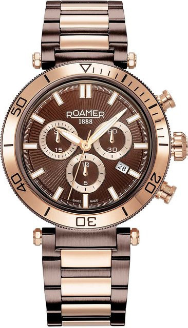 Roamer Chronograph, Edelstahl, Gold, Quarz, 43 mm, Herren - Bild 1