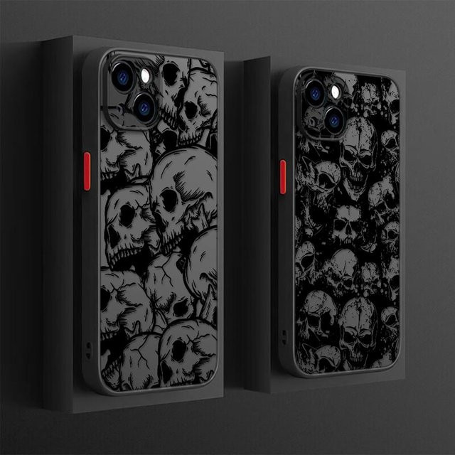 Stoßfeste Handyhülle mit Totenkopfmuster von jamular in Schwarz für iPhone Modelle - Bild 1