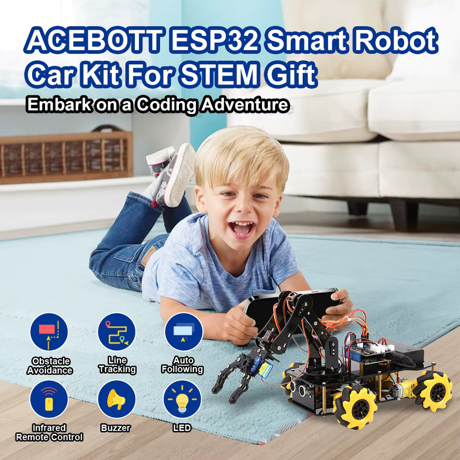 ACEBOTT Smart Robot Arm Car Kit und 4 DOF ESP32 programmierbarer Roboter, DIY-Roboterarm-Kit - Bild 5