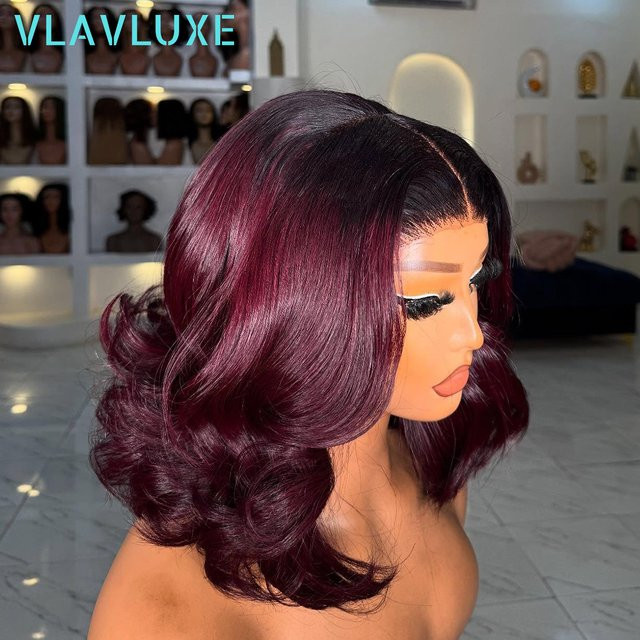VLAVLUXE Ombre Glueless Rooted Body Wave Echthaarperücke, 400 Density, 13x6 HD Transparent Lace Frontal - Bild 1