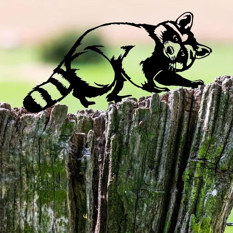 Hello young Garten Dekoration Waschbär aus Metall als Wandkunst und Pfahl für Hof und Rasen - Bild 3