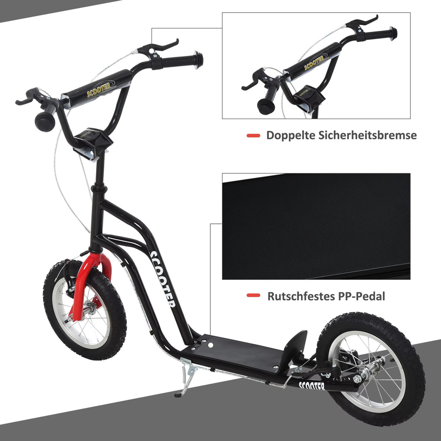 HOMCOM Kinderroller schwarz mit verstellbarem Lenker - Bild 3