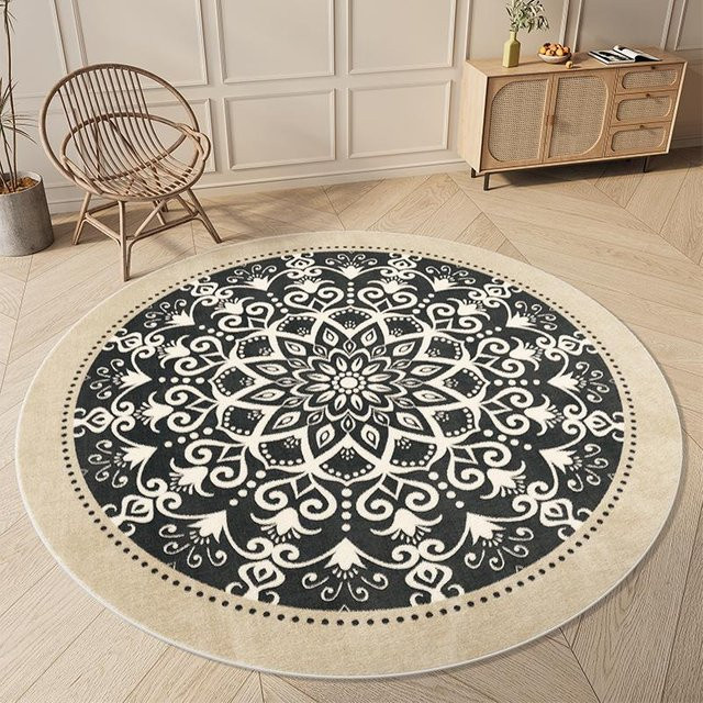 Runder Teppich Karpetti im skandinavischen Design, Schwarz, Durchmesser: 80 cm - Bild 1