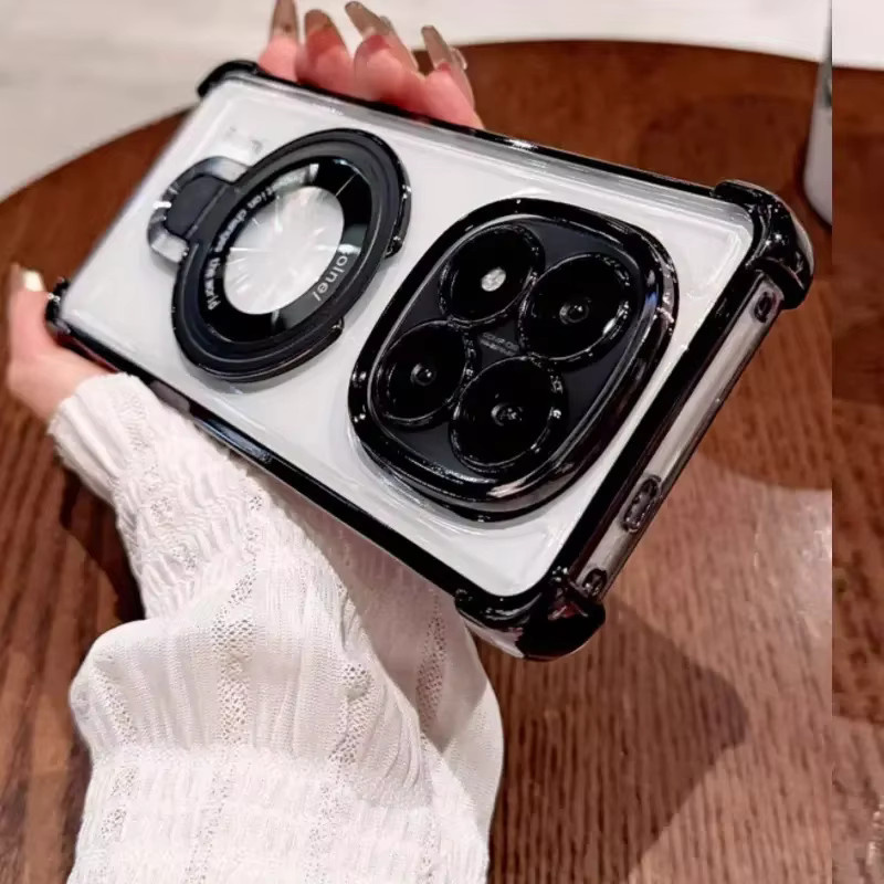 Stoßfeste magnetische Silikonhülle für Xiaomi Redmi Note 15 Pro 4G, 15 Pro Plus und 15C 5G in Transparent mit Standfunktion - Bild 2