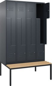 C+P Z-Spind Classic PLUS Sitzbank mit 8 Fächern und Zylinderschloss, Farbe Anthrazit/Schwarz, Sitzfläche aus Buche-Hartholz, B/T/H: 212,0 x 120,0 x 81,5 cm - Bild 1