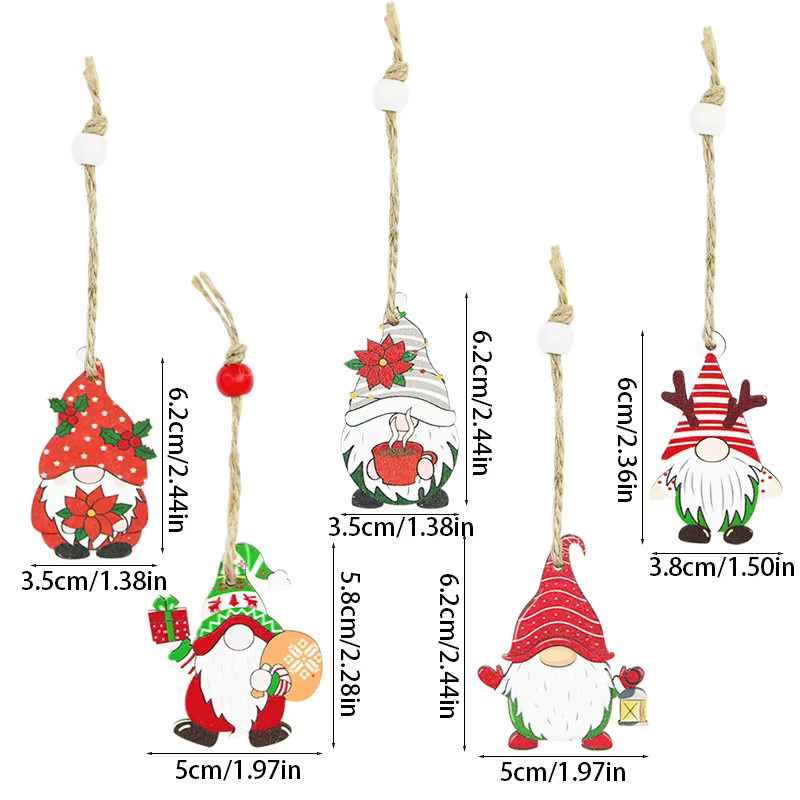 ZQNYCY 12er Set Weihnachts Zwerge Holz Anhänger Multicolor zur Dekoration für Weihnachten und das Neue Jahr - Bild 4