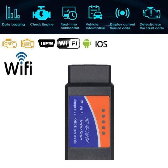 Techtrusty OBD2 Scanner ELM327 mit WiFi und Bluetooth für BMW E90 E46 E60 E39 E36 E87 E84 X5 E70 X3 X6 M3 M5 in Blau und Schwarz - Bild 1