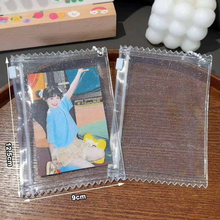 5 Stück transparente glänzende Kartenhüllen aus PVC mit Reißverschluss und Hängekette für 3 Zoll Fotokarten - Bild 4
