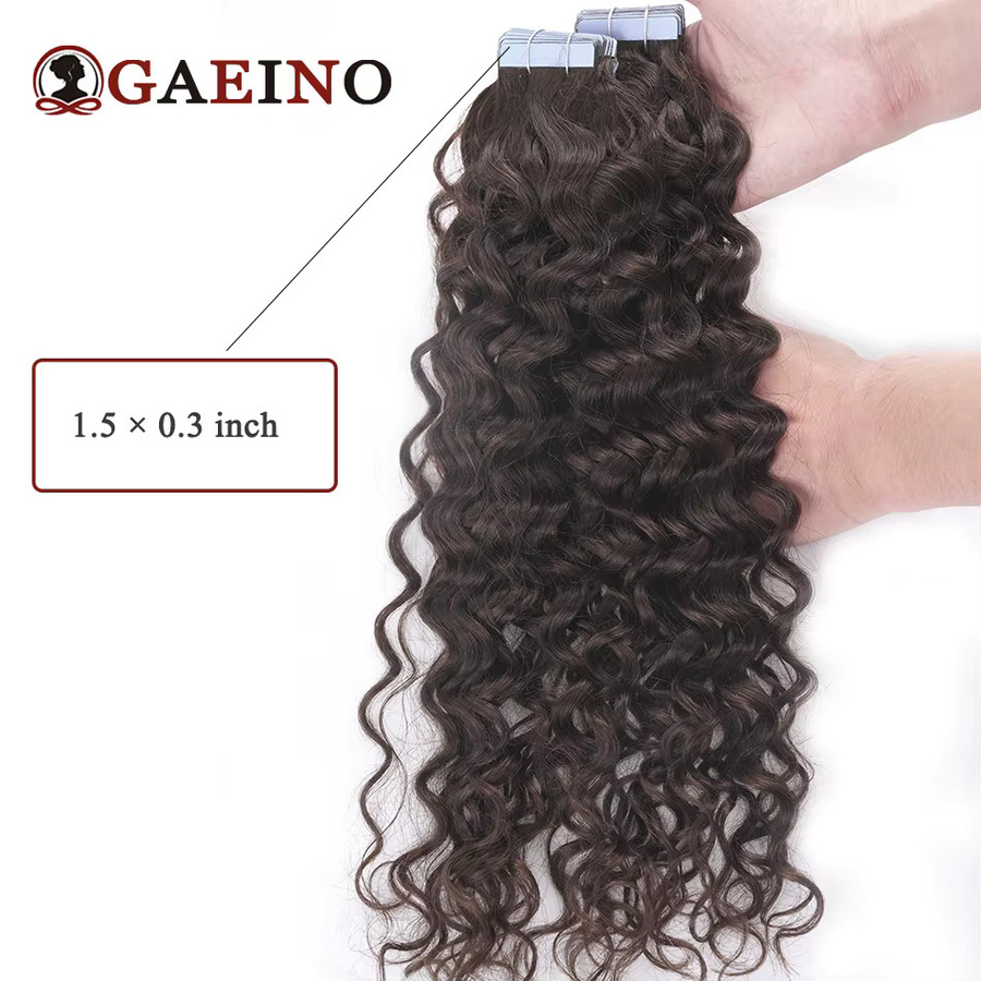 GAEINO Tape In Echthaarverlängerungen, Wasserwelle, Unisex, 30,5–66 cm - Bild 3