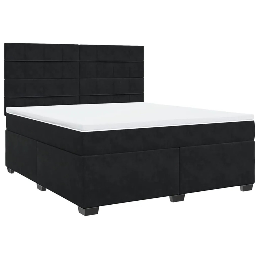 vidaXL Boxspringbett mit Matratze in Schwarz aus Samt, Hybrid-Bett mit Taschenfederkern, B/T: 180 x 200 cm - Bild 2