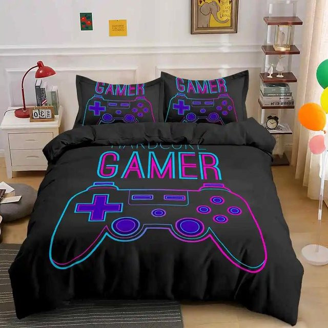 Bettwäscheset Your Warm Home Gamepad Controller Design für Jugendliche, 3-teilig, Schwarz, B/H: 200 x 230 cm, inklusive Kissenbezug 50 x 70 cm - Bild 1