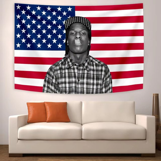 VIKAMA Wandteppich mit amerikanischer Flagge und abstrakter Grafik in Multicolour zur Wanddekoration für Schlafzimmer und Spielzimmer - Bild 1