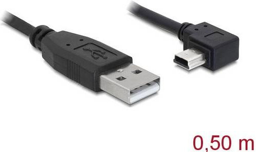Delock USB 2.0 Kabel mit USB-A und USB-Mini-B Stecker Schwarz 0,50 m - Bild 1