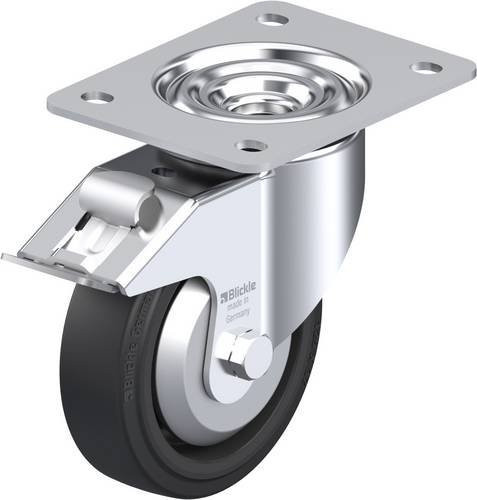 Blickle Lenkrolle LK-POEV 125KA-3-FI-FA mit Feststeller in Schwarz und Silber, Rad-Durchmesser: 125 mm, Tragfähigkeit: 250 kg - Bild 1