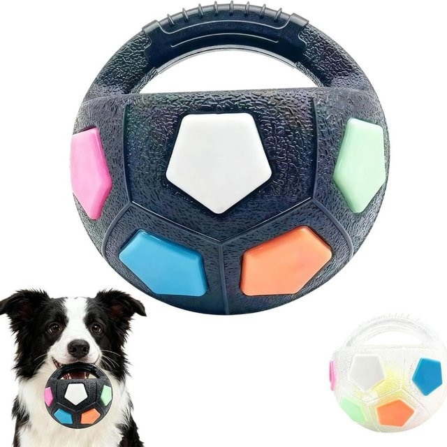 ZHUOJI Hundespielzeug Fußball, mit Griff, quietschend, schwimmfähig - Bild 1