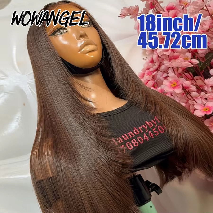 WOWANGEL Perücke, Schokoladenbraun, 100 % Echthaar, HD-Spitzenverschluss, Damen - Bild 4