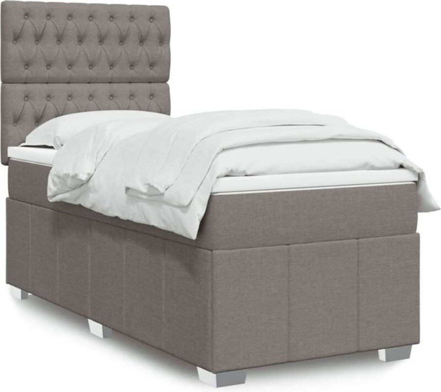 Vidaxl Boxspringbett mit Matratze aus Stoff in Taupe meliert und Weiß, B/T/H: 200 x 80 x 150,5 cm - Bild 1