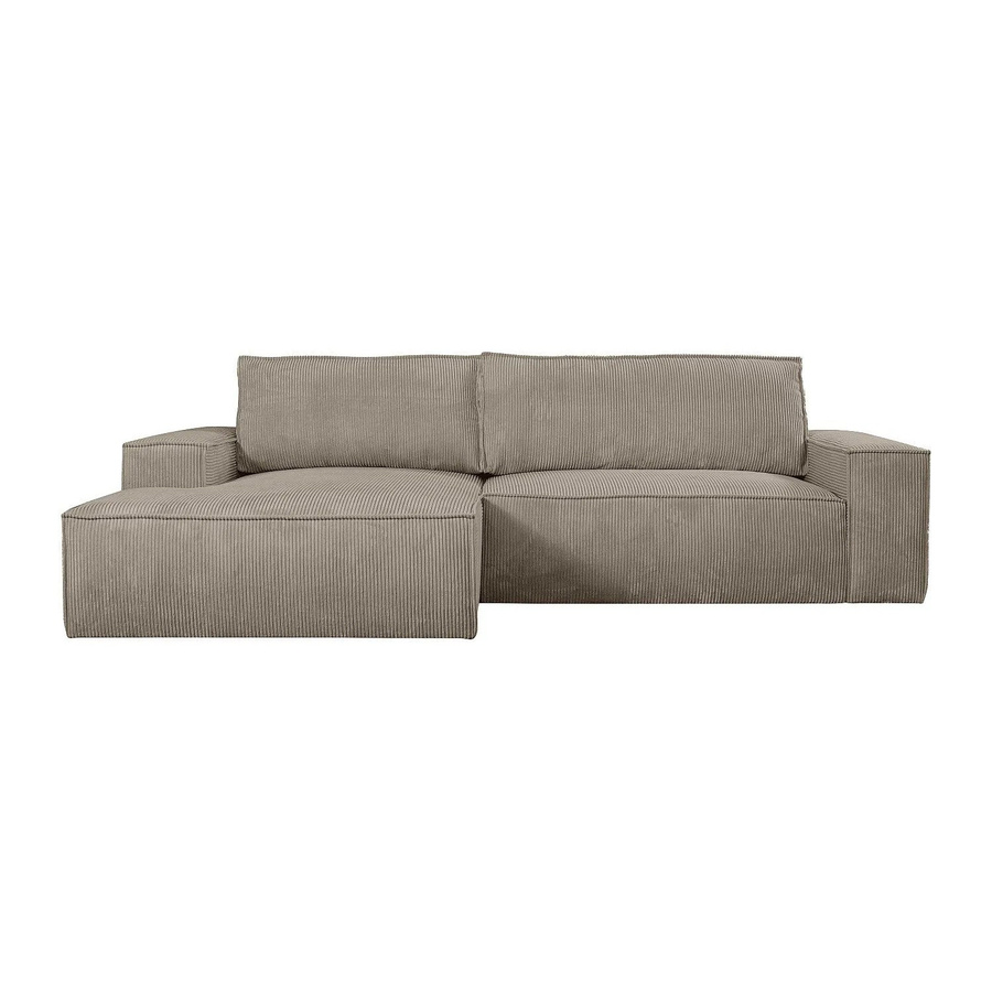 Vente-unique Schlafsofa Amelia in Taupe mit Cord-Bezug und L-Form - Bild 2