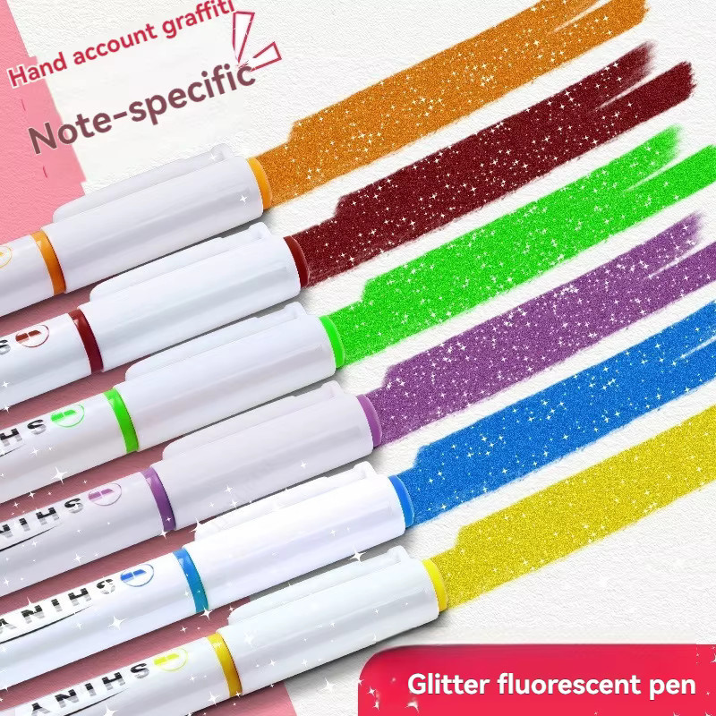 4-teiliges Glitzer-Stifte-Set mit Pinselspitze in Multicolour für Kunst, Schule und Zeichnen - Bild 3