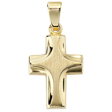 Colfem Anhänger Kreuz, 585 Gelbgold, mattiert, Unisex - Bild 1