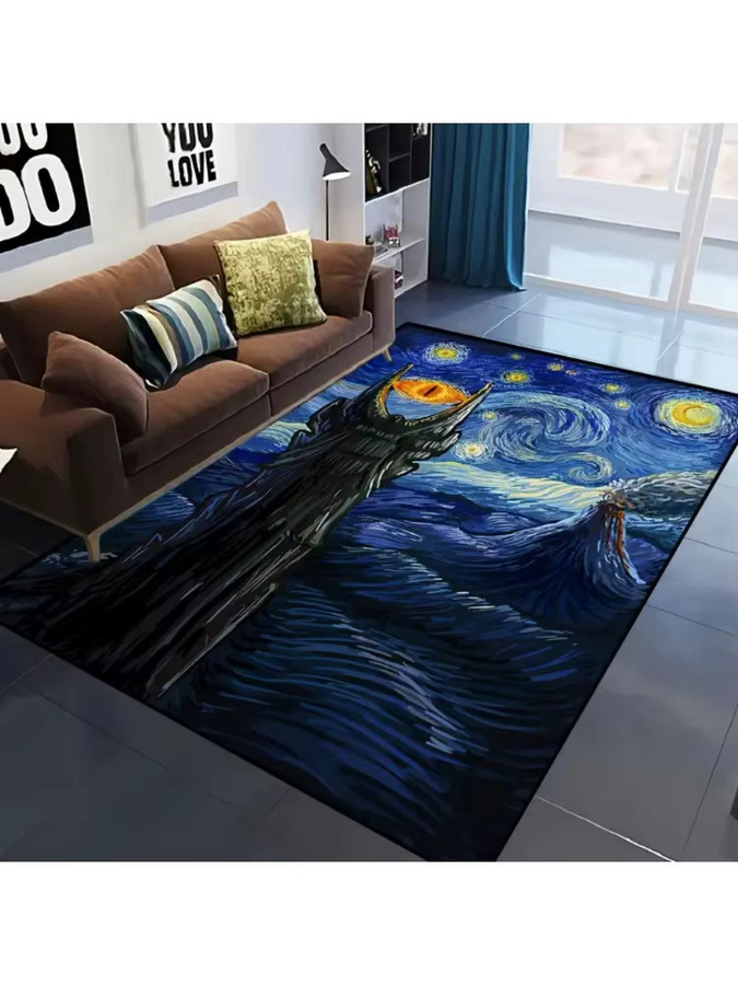 VIKAMA Lord of the Rings Eye of Sauron Fußmatte aus Polyester, blau, rutschfest und waschbar, B: 120 cm, T: 80 cm - Bild 6