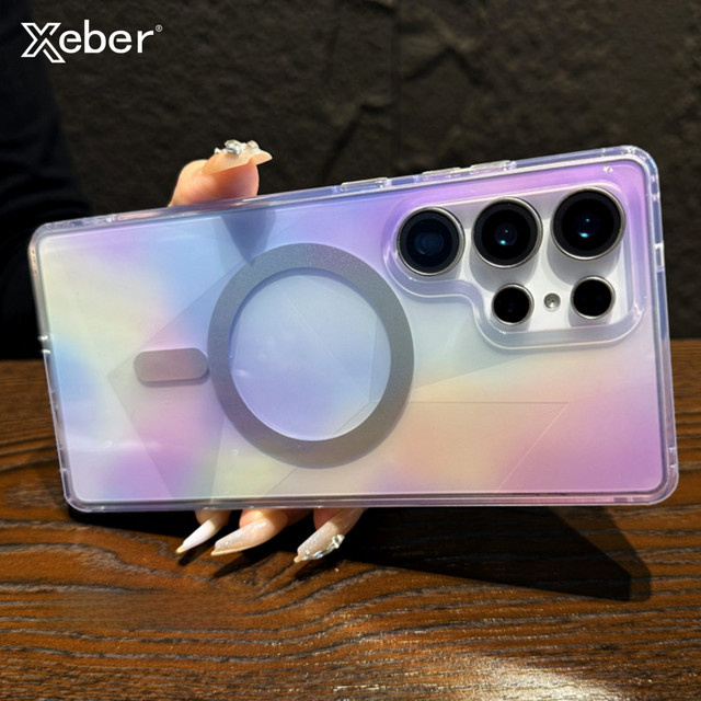 Transparente Magnetische Handyhülle mit Farbverlauf für Samsung Galaxy S26 S25 S24 Ultra Plus, MagSafe kompatibel, Stoßfest, Multicolour/Braun - Bild 1