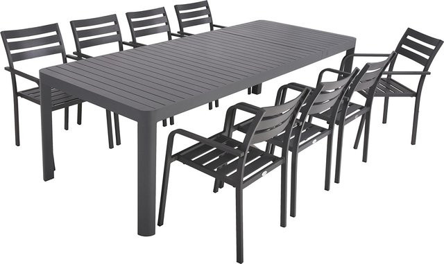 Garden Pleasure Gartenmöbel-Set Amira 9-teilig Anthrazit aus Aluminium mit ausziehbarer Tafel - Bild 1