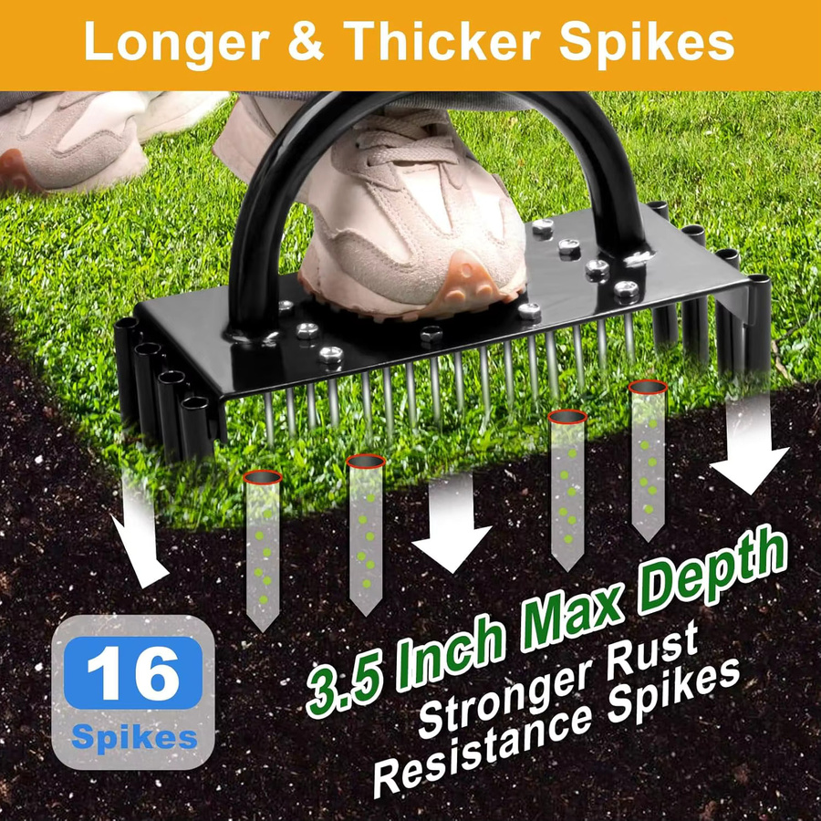 WIDEEP 2-in-1 Rasenbelüfter und Entkerner mit 16 Metallspitzen für die Gartenpflege - Bild 5