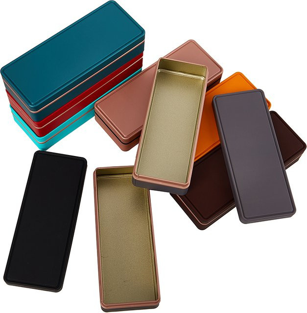 Rechteckige Aufbewahrungsbox aus Metall mit Deckel in Mehrfarben und Gold, Organizer für Schmuck, Tee oder Süßigkeiten, B/T/H: 6,5 x 3,4 cm - Bild 1