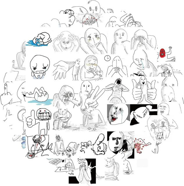 Charile Cartoon Aufkleber Set mit lustigen Emotionen für Laptop, Telefon und Skateboard in Multicolour - Bild 1