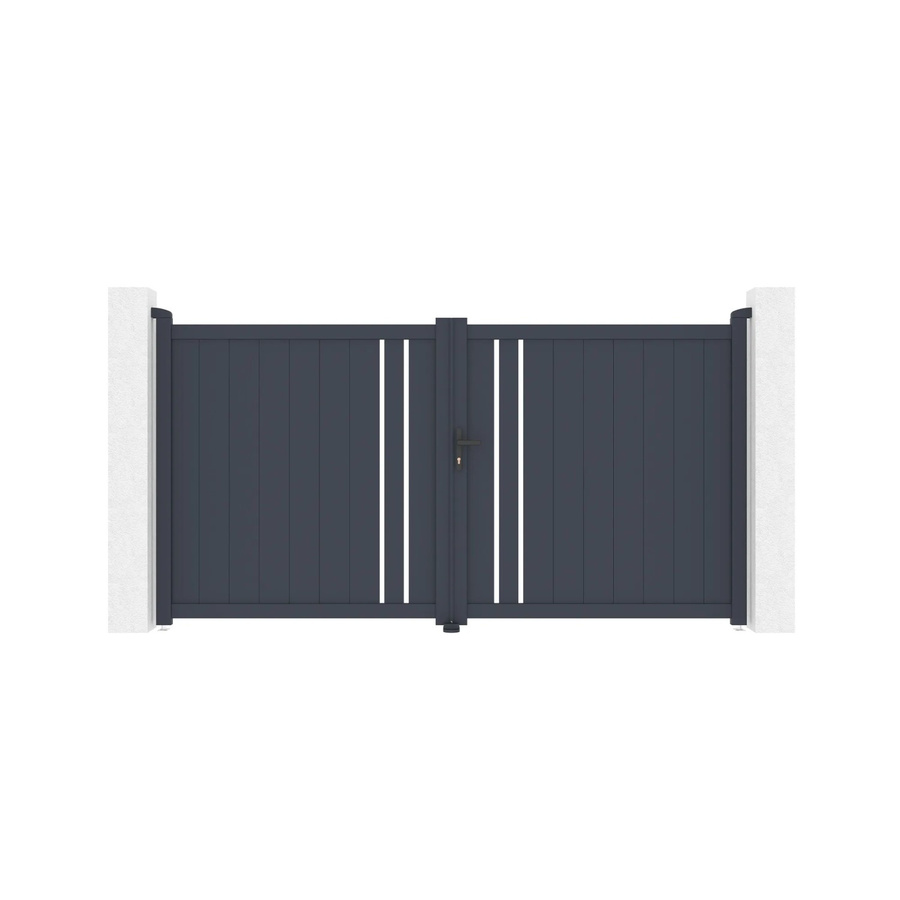Casanoov Elektrisches Flügeltor Giona Doppelstor Aluminium Grau mit Bunker B500 Motorisierung, Breite: 300 cm, Höhe: 160 cm - Bild 2