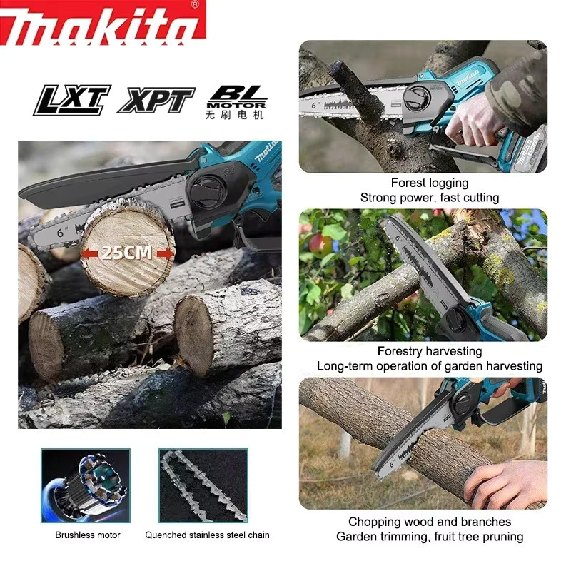 Makita 18V Akku-Kettensäge mit 6 Zoll Schiene und Sicherheitsverriegelung für die Holzbearbeitung - Bild 6