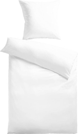 Kinzler Baumwoll-Satin Bettwäsche Uni Weiss, B/T/H: 155 x 220 cm und 80 x 80 cm