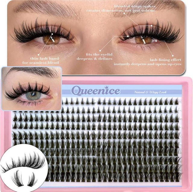 QUEENICE Manga Lash Wispy Anime Wimpernverlängerungen, 8-16mm, D-Curl - Bild 1