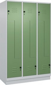 C+P Z-Spind Classic PLUS mit 6 Fächern und Sockel, Grau und Grün, H x B x T: 195 x 120 x 50 cm - Bild 1