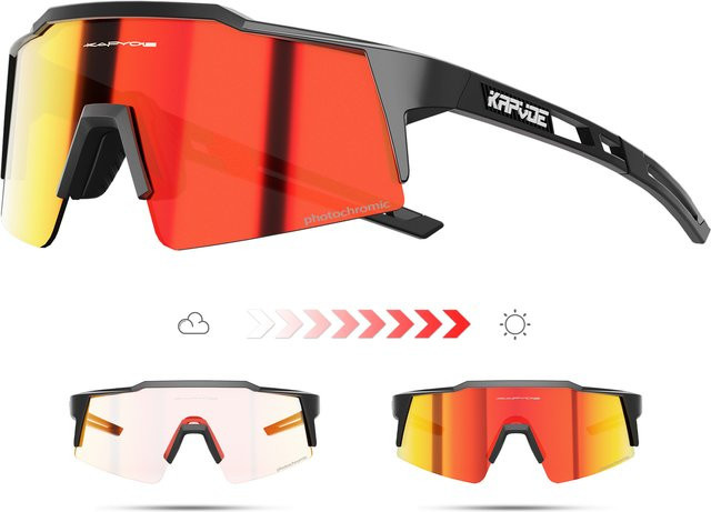 KAPVOE Sportsonnenbrille, Vollrand, Photochrome, Schwarz, Unisex - Bild 1