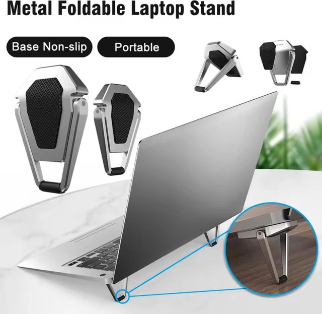 Aumengear Laptopständer aus Zinklegierung in Silber, tragbarer rutschfester Tastaturerhöhung für deinen Schreibtisch, kompatibel mit MacBook - Bild 1