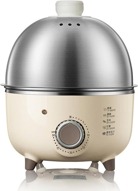 Gotrays Elektrischer Eierkocher 360W mit Timer und Dampfgarfunktion, Multikocher für Eierpudding in Beige - Bild 1