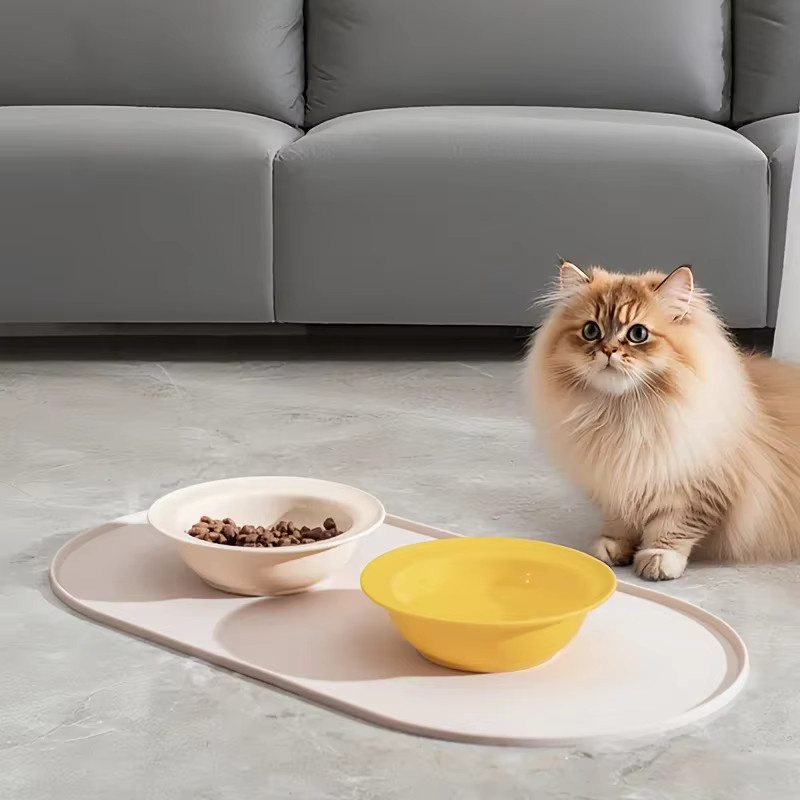 Rutschfeste und wasserdichte Katzenfütterungsmatte in Orange für Katzen- und Hundennäpfe - Bild 2