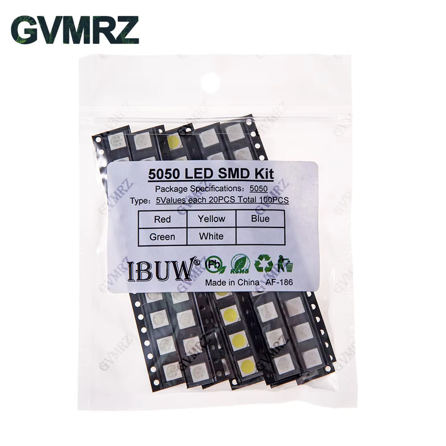 100 Stück SMD-LED-Dioden-Set in 5 Farben: Rot, Grün, Blau, Weiß und Gelb (je 20 Stück) - Bild 2