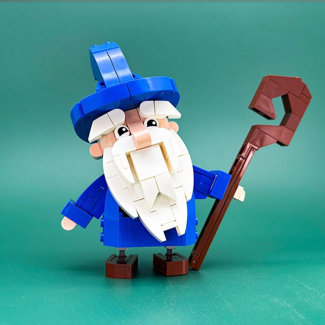 oenas Zauberer-Bausteine-Set, Magier mit weißem Bart und blauem Hut, ab 14 Jahren - Bild 1