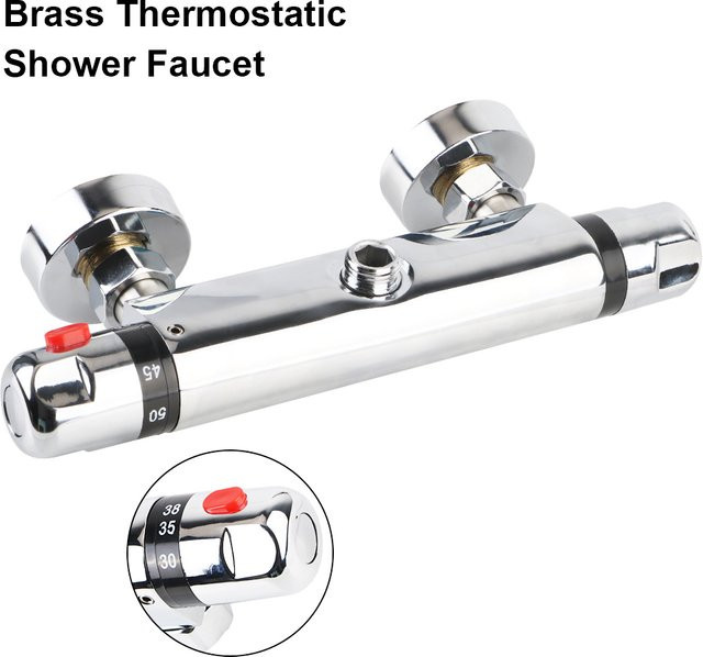Thermostat-Badarmatur mit zwei Griffen für Dusche und Badewanne in Chrom und Silber - Bild 1