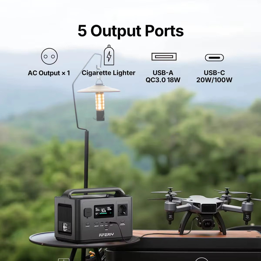 Aferiy AF-P040 Tragbare Powerstation in Schwarz mit 400W/256Wh LiFePO4, 300W AC & 120W Solarladung für Camping, Wohnmobil und Outdoor-Backup - Bild 3